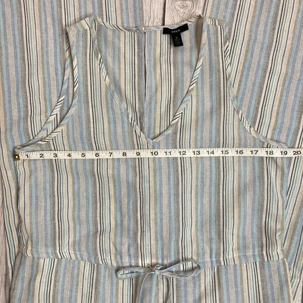 DREW Beige Striped Sleeveless Jumpsuit w/Pockets